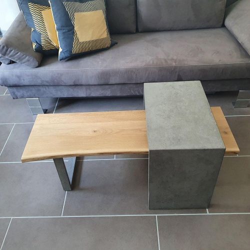concrete coffee table wood elements